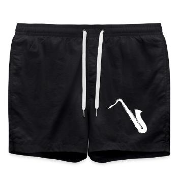 Saxophon - Badeshorts - Schwarz - Vorne - AI Model Male 185 light (185cm)