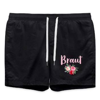 Braut Rosen romantisch Junggesellinnenabschied - Badeshorts - Schwarz - Vorne - AI Model Male 185 light (185cm)