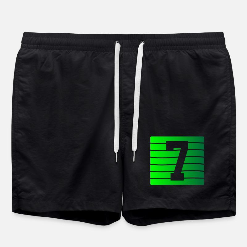 Green Stripe-7 Contrast Design - Swim Trunks - black