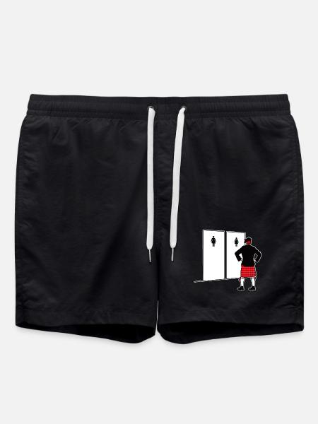Funny Scotland Kilt Bagpipe Rock Toilett - Swim Trunks - black