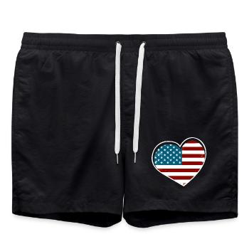 Herzflagge USA Vintage Stil - Badeshorts - Schwarz - Vorne - AI Model Male 185 light (185cm)