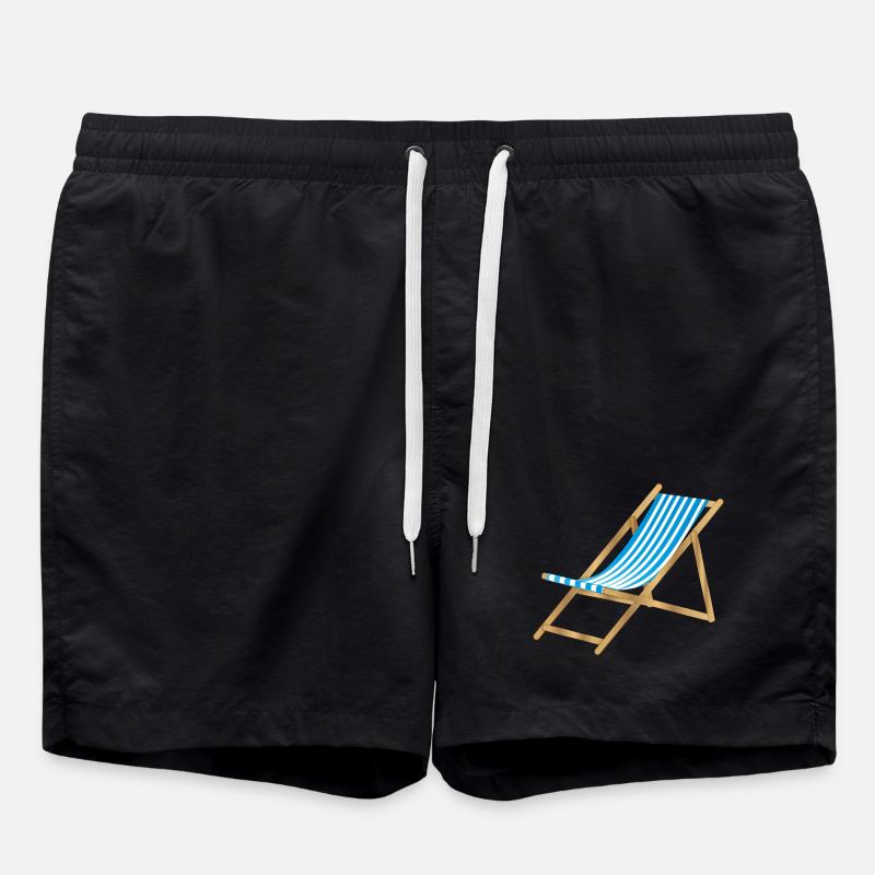 blau weiß gestreifter maritimer Liegestuhl - Badeshorts - Schwarz