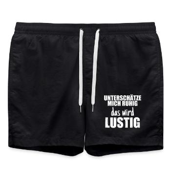Unterschätze mich ruhig, das wird lustig - Badeshorts - Schwarz - Vorne - AI Model Male 185 light (185cm)