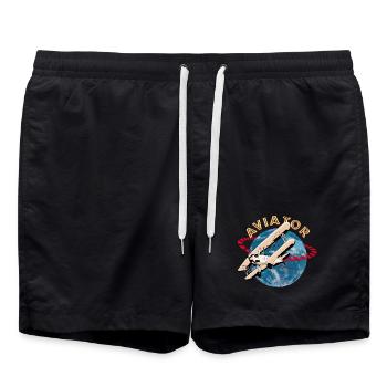 Aircraft Pilot - Aviator - Swim Trunks - black - Front - AI Model Male 185 light (185cm)