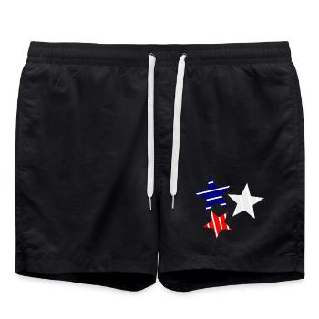 STAR. STARS. STAR. STARS. FEAST. ANNIVERSARY - Swim Trunks - black - Front - AI Model Male 185 light (185cm)