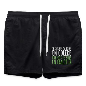 Humour Agriculteur / Humour Agricultrice/ Cadeau - Short de bain - noir - Devant - AI Model Male 185 light (185cm)