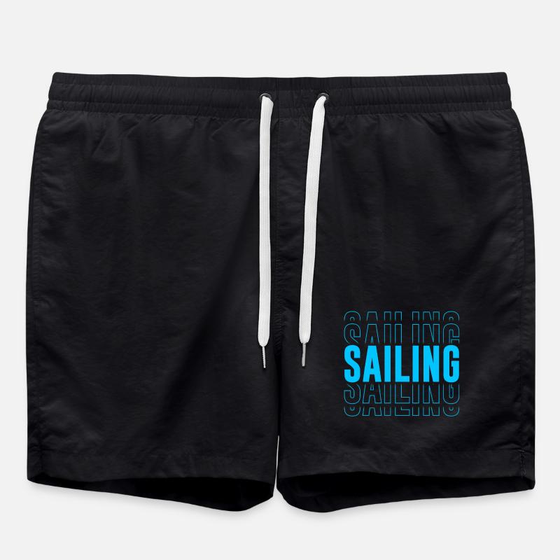 Sailing Typography - Text Stacked - Swim Trunks - black
