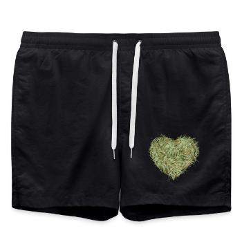 Heart of hay in shimmering greenish hues - Swim Trunks - black - Front - AI Model Male 185 light (185cm)