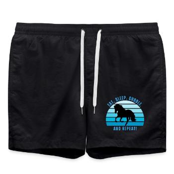 Poney gallois galopant coucher de soleil dans un style rétro - Short de bain - noir - Devant - AI Model Male 185 light (185cm)