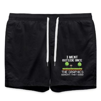 Ich war einmal beim Pixel-Meme draußen - Badeshorts - Schwarz - Vorne - AI Model Male 185 light (185cm)