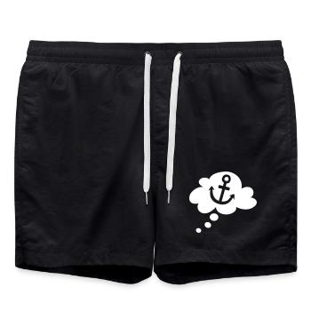 Anker Wolke Vektor Hamburg urlaubsreif Meer Hafen - Badeshorts - Schwarz - Vorne - AI Model Male 185 light (185cm)