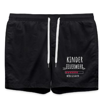 Kinderfeuerwehr Freiwillige Feuerwehr Geschenk - Badeshorts - Schwarz - Vorne - AI Model Male 185 light (185cm)