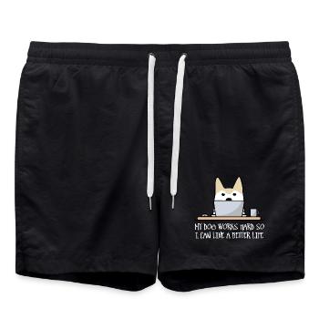 Mon chien travaille dur (foncé) - Short de bain - noir - Devant - AI Model Male 185 light (185cm)