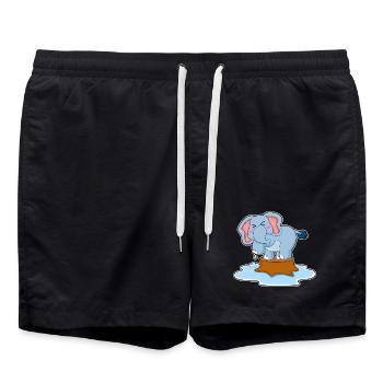 Elefant Wasser - Badeshorts - Schwarz - Vorne - AI Model Male 185 light (185cm)