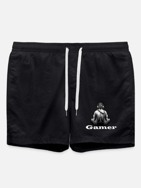 Gamer white - Swim Trunks - black