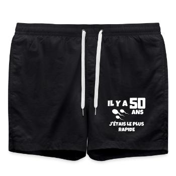 anniversaire, anniversaire 50 ans, 50 ans - Short de bain - noir - Devant - AI Model Male 185 light (185cm)