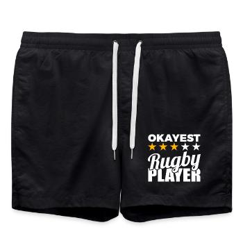 Witziger Rugbyspieler - Badeshorts - Schwarz - Vorne - AI Model Male 185 light (185cm)