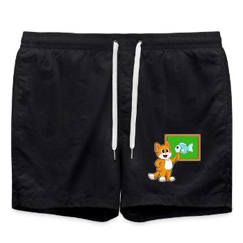 Cat Teacher Pointing Stick School - Swim Trunks - black - Front - AI Model Male 185 light (185cm)
