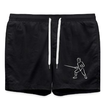 Fechter Zeichnung - Badeshorts - Schwarz - Vorne - AI Model Male 185 light (185cm)