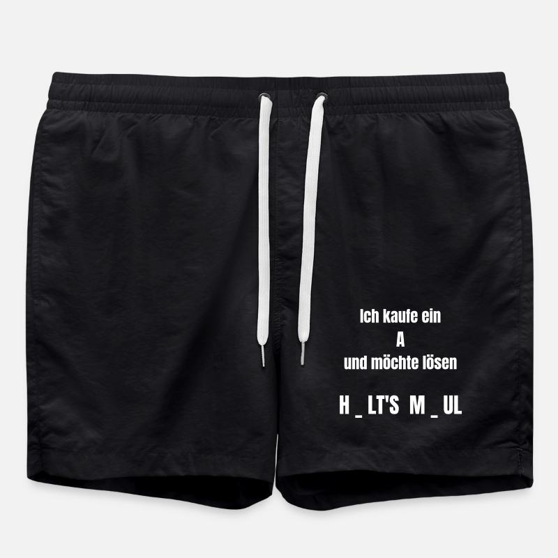 Ich kaufe ein A – Rätsel Typo - Badeshorts - Schwarz