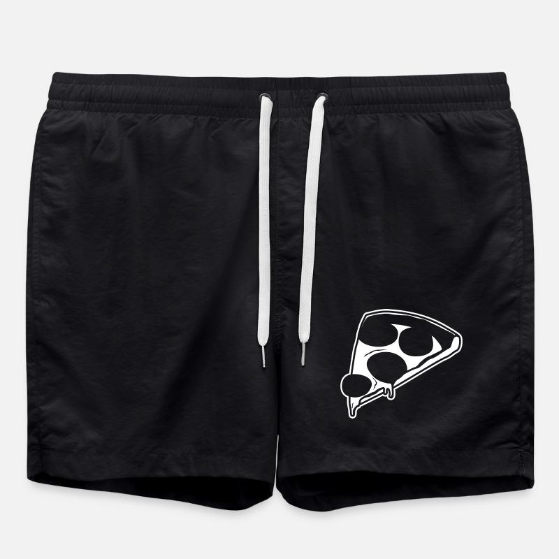 Pizza Drawing - Swim Trunks - black