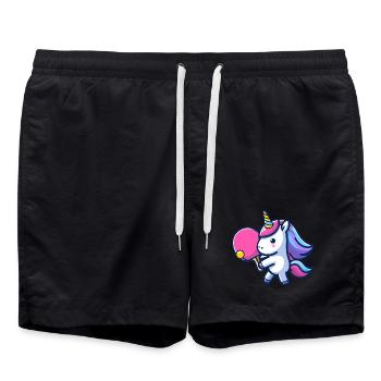 Unicorn Unicorn with Table Tennis Racket for - Swim Trunks - black - Front - AI Model Male 185 light (185cm)