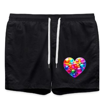Colorful Heart - Swim Trunks - black - Front - AI Model Male 185 light (185cm)