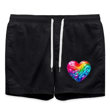 Colorful Heart - Swim Trunks - black - Front - AI Model Male 185 light (185cm)