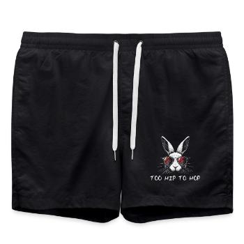 too hip to hop osterhase lustige sprüche ostern - Badeshorts - Schwarz - Vorne - AI Model Male 185 light (185cm)