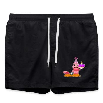 Wurm Geburtstag Kuchen - Badeshorts - Schwarz - Vorne - AI Model Male 185 light (185cm)
