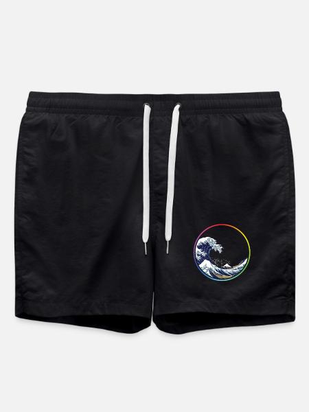 Rainbow Wave Circle - Swim Trunks - black