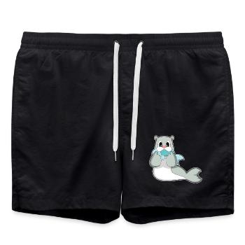 Poisson phoque - Short de bain - noir - Devant - AI Model Male 185 light (185cm)