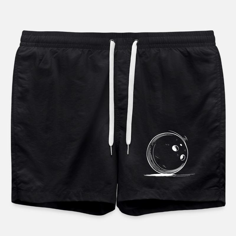 Bowling Drawing - Swim Trunks - black