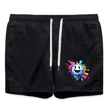 Cartoon Bowling Ball - Swim Trunks - black - Front - AI Model Male 185 light (185cm)