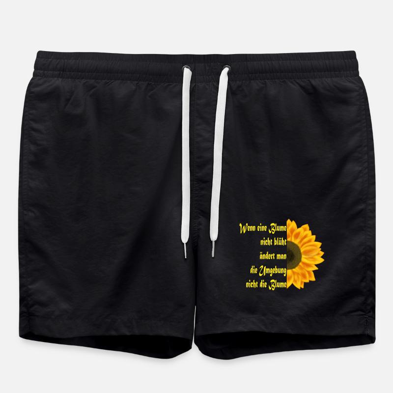 Le tournesol rencontre l’art du texte - Short de bain - noir