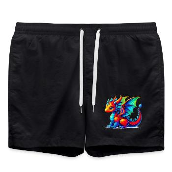 Drache - Badeshorts - Schwarz - Vorne - AI Model Male 185 light (185cm)