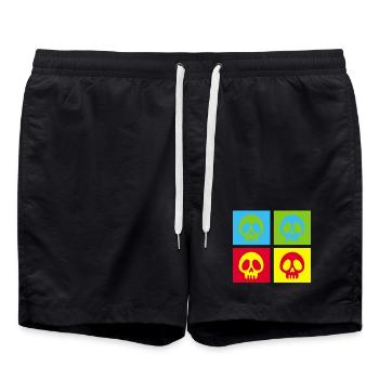 Pop art manga skull - Swim Trunks - black - Front - AI Model Male 185 light (185cm)