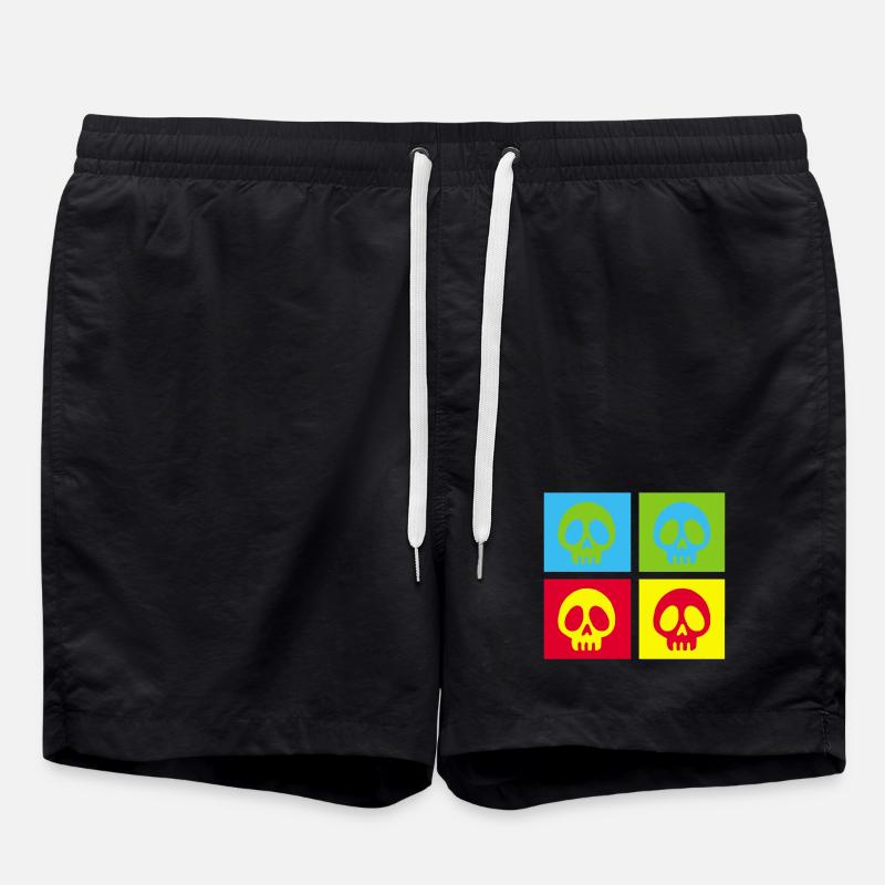 Pop art manga skull - Swim Trunks - black