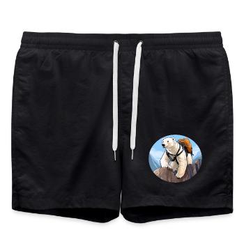 Polar Bear Hiking / Mountaineer Polar Bear - Swim Trunks - black - Front - AI Model Male 185 light (185cm)