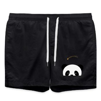 Dreaming panda with shooting star - Swim Trunks - black - Front - AI Model Male 185 light (185cm)