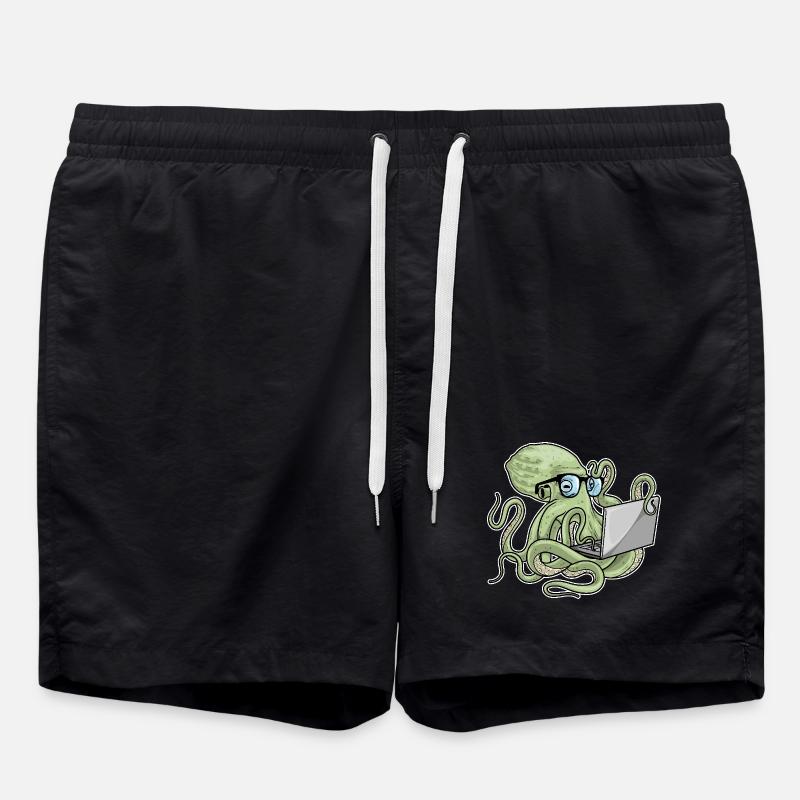 Octopus Laptop - Swim Trunks - black