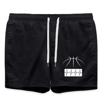 Basketball Linien als Herzschlag - Streetball Logo - Badeshorts - Schwarz - Vorne - AI Model Male 185 light (185cm)