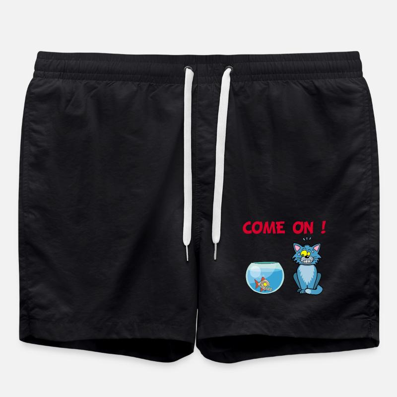 Cat and piranha - Swim Trunks - black