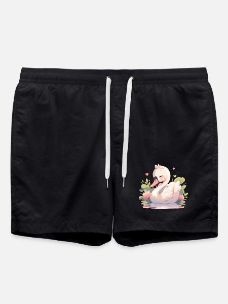 Schwäne Schwan - Badeshorts - Schwarz