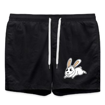 Mignon lapin illustration lapin blanc - Short de bain - noir - Devant - AI Model Male 185 light (185cm)