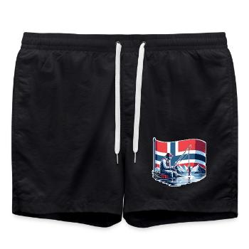 Norwegen Angeln Boot - Badeshorts - Schwarz - Vorne - AI Model Male 185 light (185cm)