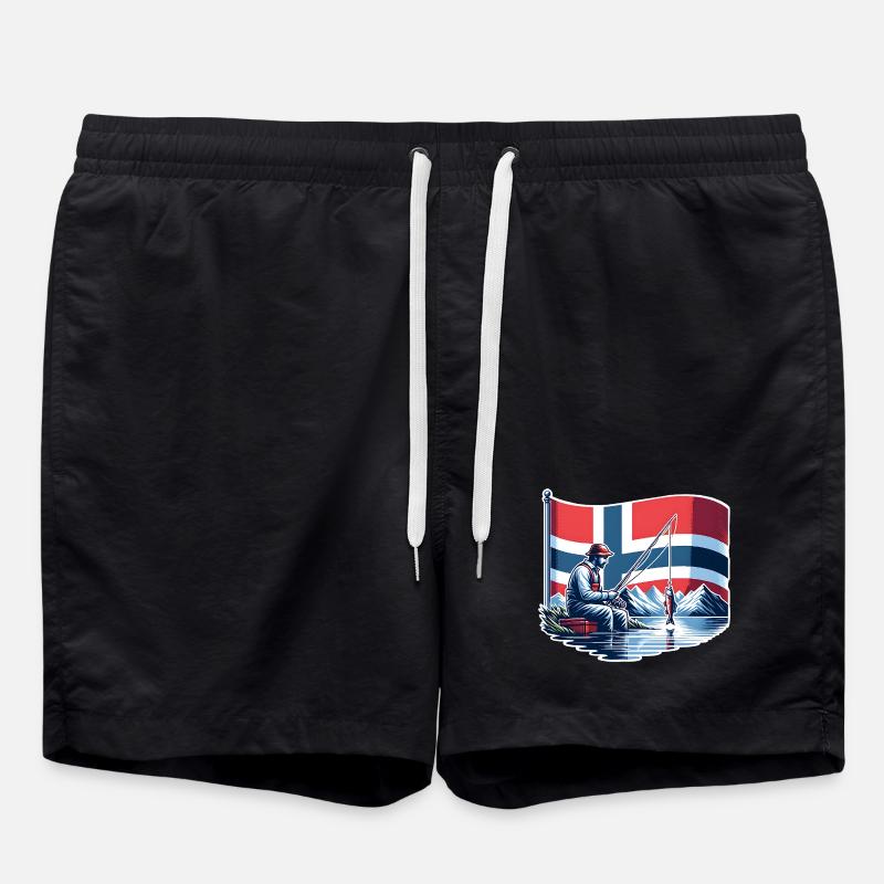 Norwegen Angeln Boot - Badeshorts - Schwarz