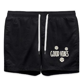 Les fleurs symbolisent le design des vibrations positives - Short de bain - noir - Devant - AI Model Male 185 light (185cm)