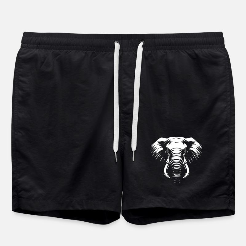 Elefant weiß :) - Badeshorts - Schwarz