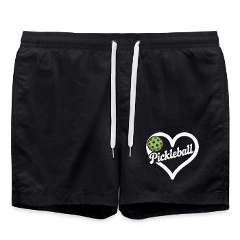Pickleball Herz - Badeshorts - Schwarz - Vorne - AI Model Male 185 light (185cm)
